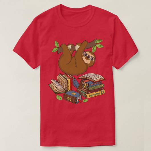 I Love Books Chibi Anime Sloth's Book Lover T-shirt (Design voorkant)