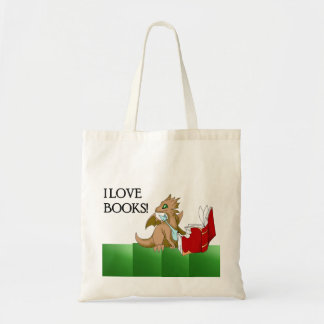 I Love Books Dragon Budget Canvas tas 2 Green