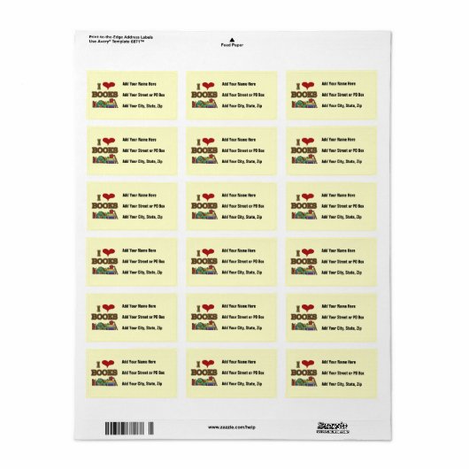 I Love Books Etiket (Full Sheet)