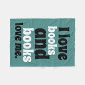 I Love Books Fleece Blanket (blauwgroen & wit) (Voorkant (Horizontaal))