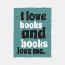 I Love Books Fleece Blanket (blauwgroen & wit)