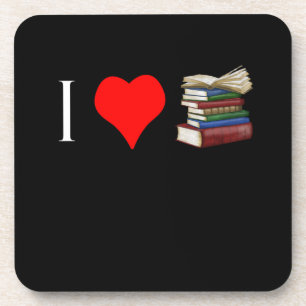 I Love Books for Readers Writers Librarians Bier Onderzetter