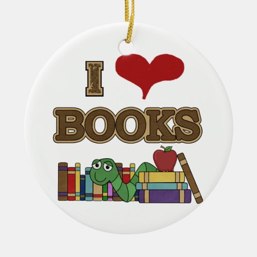 I Love Books Keramisch Ornament (Voorkant)
