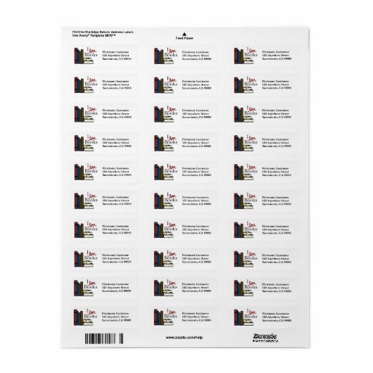 I Love Books Return Address Labels (Full Sheet)
