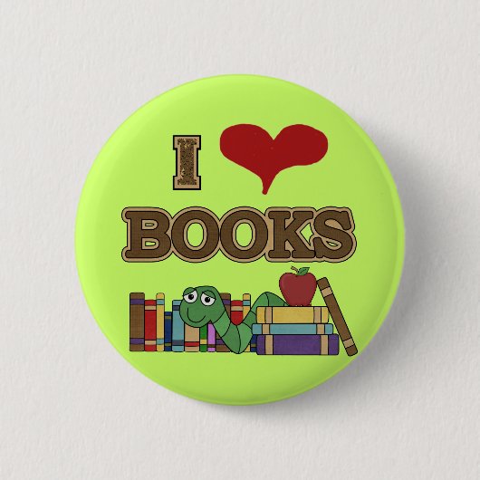 I Love Books Ronde Button 5,7 Cm (Voorkant)