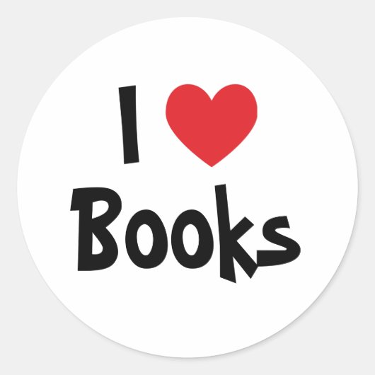 I Love Books Ronde Sticker (Voorkant)