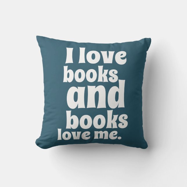 I Love Books Sierkussen (donker blauwgroen) (Voorkant)