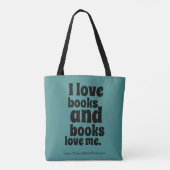 I Love Books Tas (blauwgroen en zwart) (Achterkant)