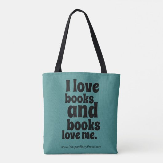 I Love Books Tas (blauwgroen en zwart) (Achterkant)