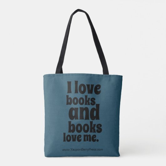 I Love Books Tas (donker blauwgroen) (Achterkant)