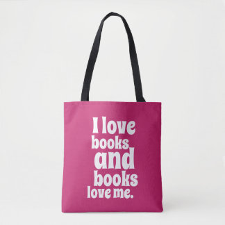 I Love Books Tas (roze pauw)