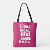 I Love Books Tas (roze pauw) (Achterkant)