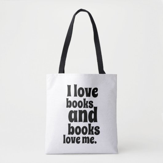 I Love Books Tas (wit en zwart) (Voorkant)