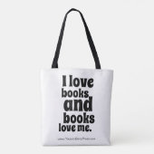 I Love Books Tas (wit en zwart) (Achterkant)