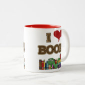 I Love Books Tweekleurige Koffiemok (Voorkant rechts)