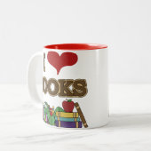 I Love Books Tweekleurige Koffiemok (Voorkant links)