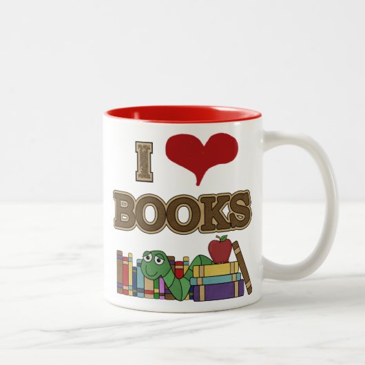 I Love Books Tweekleurige Koffiemok (Rechts)