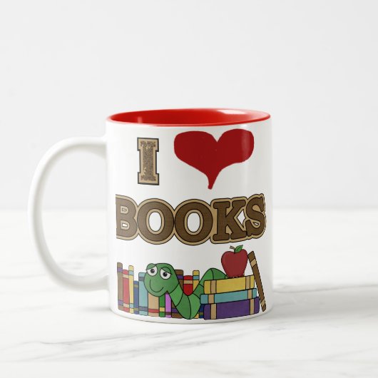 I Love Books Tweekleurige Koffiemok (Links)