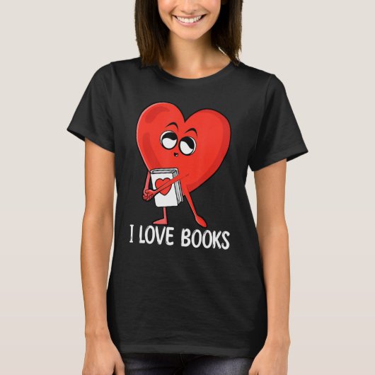 I Love Books Valentijnsdag Heart Reader B T-shirt (Voorkant)