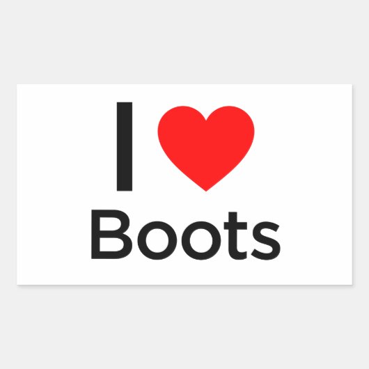 I Love Boots Rechthoekige Sticker (Voorkant)