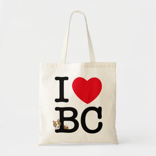 I love border collie! バッグ (レッド立ち耳) tote bag (Voorkant)