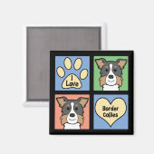 I Love Border Collies Magneet (Voorkant / Achterkant)