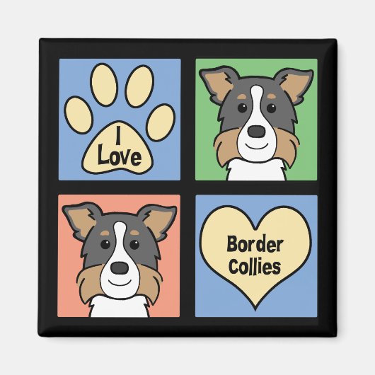 I Love Border Collies Magneet (Voorkant)