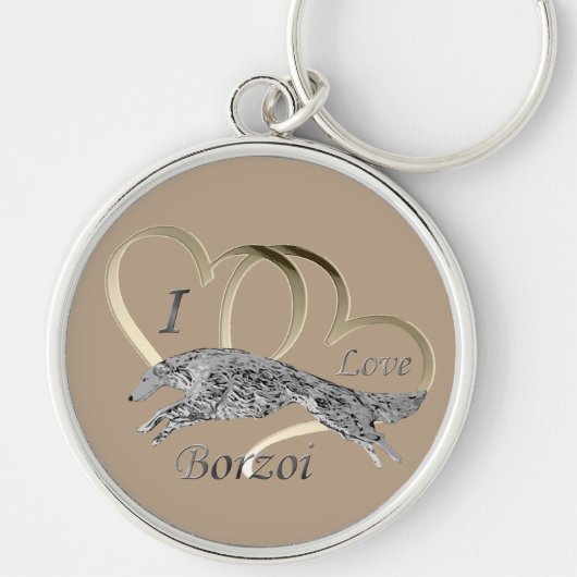 I Love Borzoi Sleutelhanger (Voorkant)
