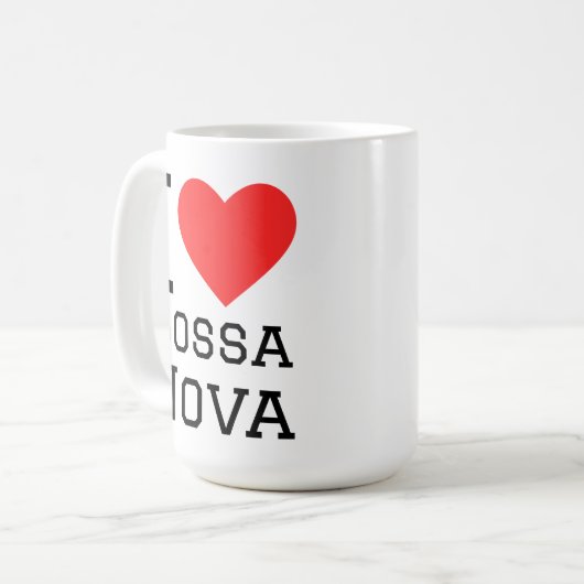 I love Bossa nova square sticker Koffiemok (Voorkant links)
