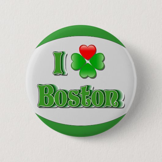 i Love Boston - Clover Ronde Button 5,7 Cm (Voorkant)
