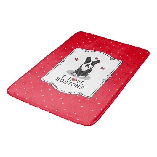 I Love Bostons Boston Terriers (zwart-wit) Badmat (Gekanteld)