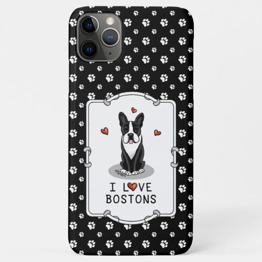 I Love Bostons Boston Terriers (zwart-wit) Case-Mate iPhone Case (Achterkant)