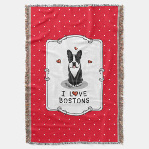 I Love Bostons Boston Terriers (zwart-wit) Deken