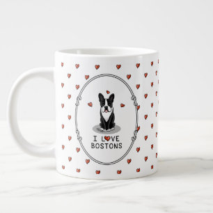 I Love Bostons Boston Terriers (zwart-wit) Grote Koffiekop