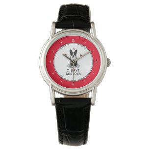 I Love Bostons - Boston Terriers (zwart-wit) Horloge