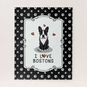 I Love Bostons - Boston Terriers (zwart-wit) Legpuzzel