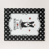 I Love Bostons - Boston Terriers (zwart-wit) Legpuzzel (Horizontaal)