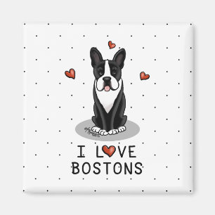 I Love Bostons Boston Terriers (zwart-wit) Magneet