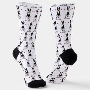 I Love Bostons - Boston Terriers (zwart-wit) Sokken