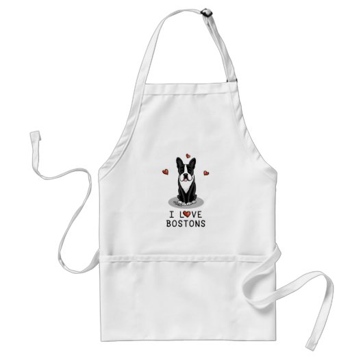 I Love Bostons Boston Terriers (zwart-wit) Standaard Schort (Voorkant)