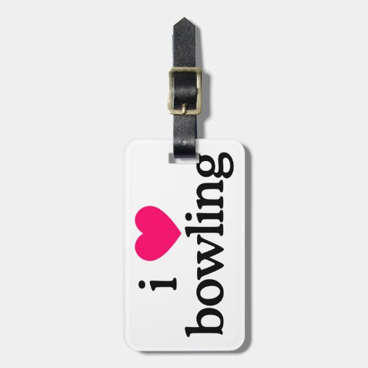 I Love Bowling Bagagelabel (Voorkant verticaal)