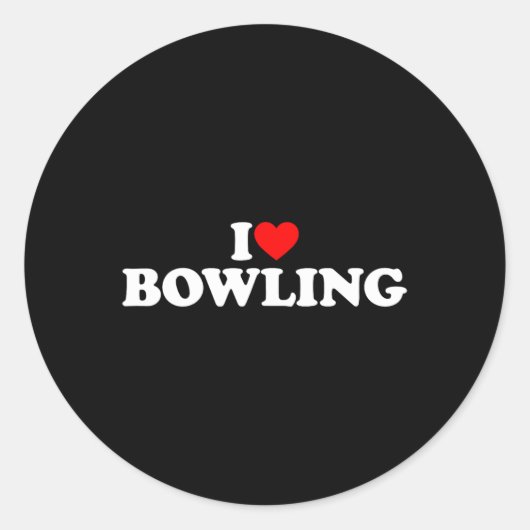 I Love Bowling Ronde Sticker (Voorkant)