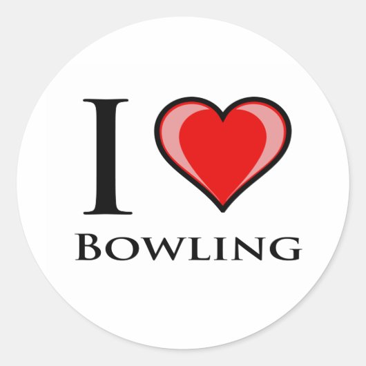 I Love Bowling Ronde Sticker (Voorkant)