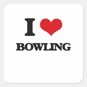 I Love Bowling Vierkante Sticker