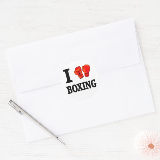 I Love Boxing Ronde Sticker (Envelop)