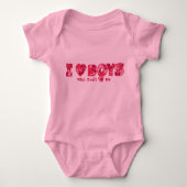 "I Love Boys" Baby Creeper in roze / roze Romper (Voorkant)