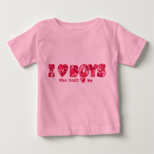 "I Love Boys" Baby T-shirt in roze / roze (Voorkant)