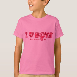 I Love Boys Bug en Hawaiian Print Cartoon Roze T-shirt
