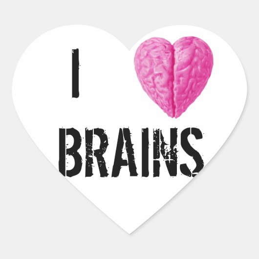 I Love Brains Hart Sticker (Voorkant)