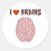 I Love Brains Ronde Sticker (Voorkant)